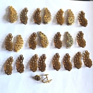 Lot of vintage earring blanks clip on clipon jewelry gold tone beads findings